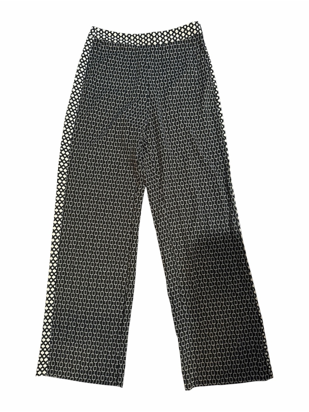 Who What Wear Black & White Chain-Print Wide-Leg Pants